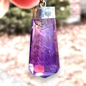 Amethyst crystal point pendant